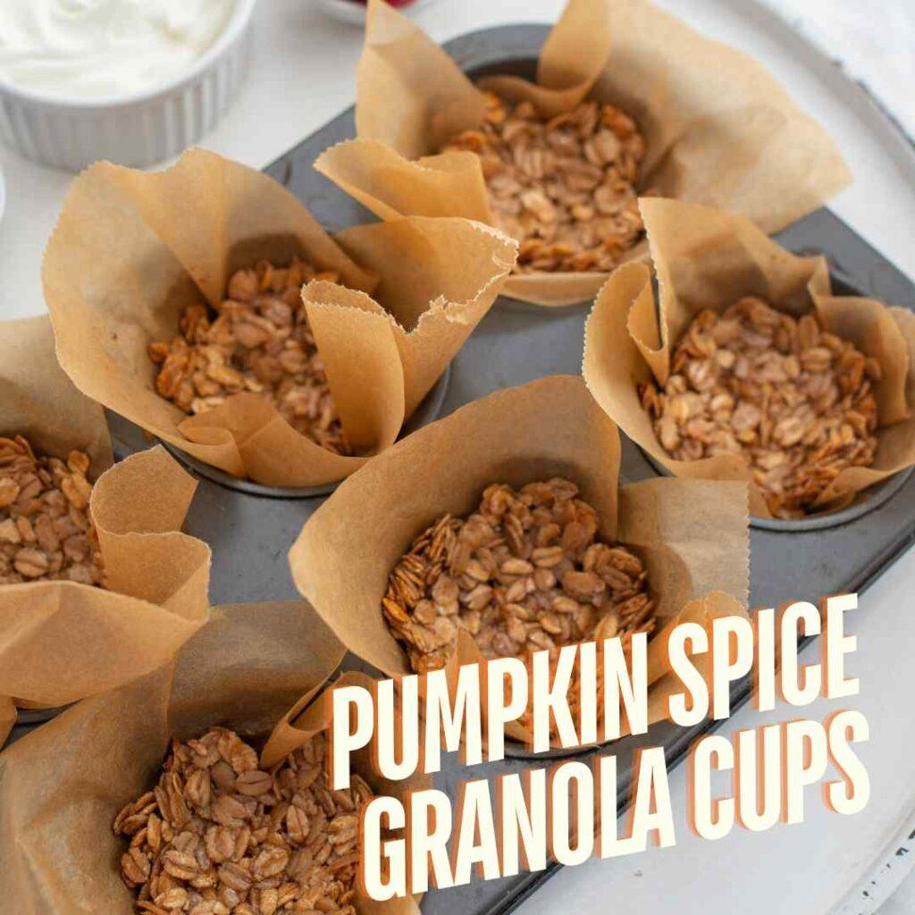 Recette halloween saine : Pumpkin spice granola cups au yaourt grec